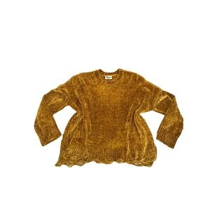 Show Me Your MuMu Fringed Fawn Ochre Chenille Knit Slouchy Fit Sweater Size S
